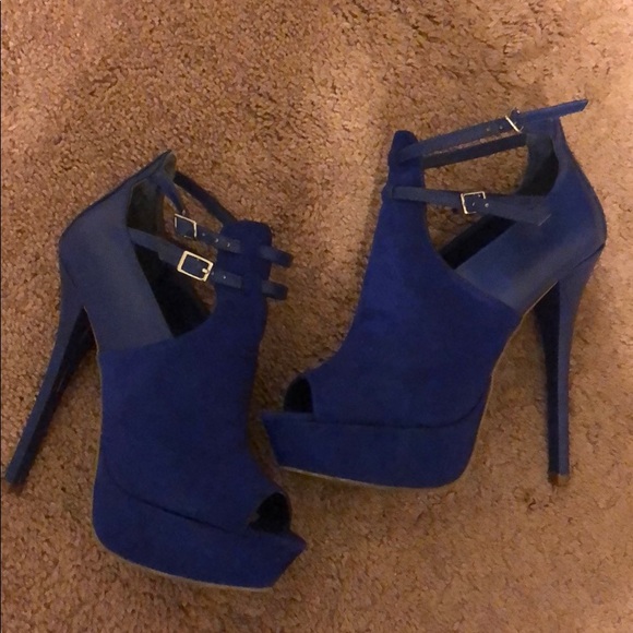 JustFab Shoes - Cobalt blue suede and leather heels